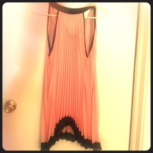 Pink and black sheer pleated dress